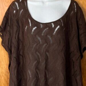 Women's Mossimo brown open-weave crochet pull-over sweater - XXL